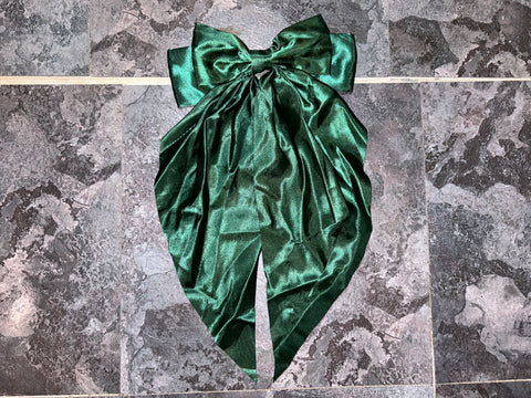 Dark green satin bow