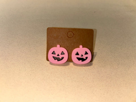 Pink jack o lantern earrings