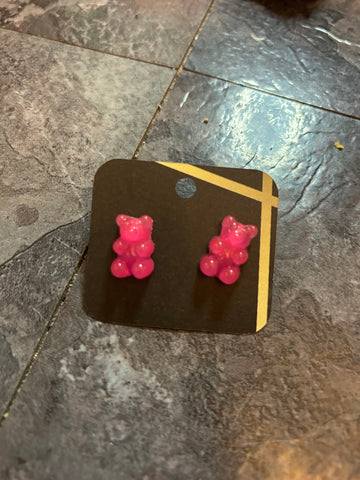 Pink gummy bear earrings