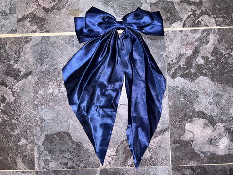 Navy blue satin bow