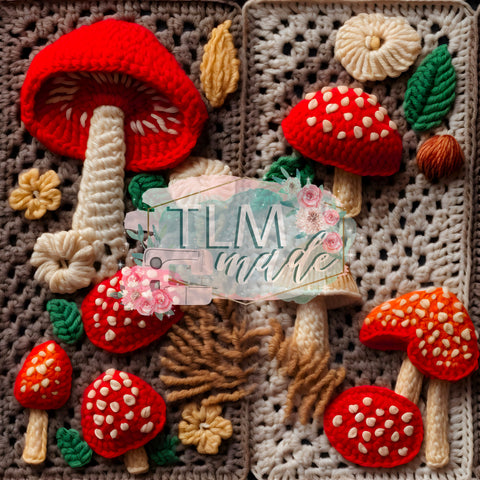 Granny square mushrooms