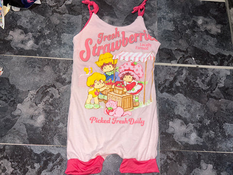 Strawberry Upcycle tie strap romper 6