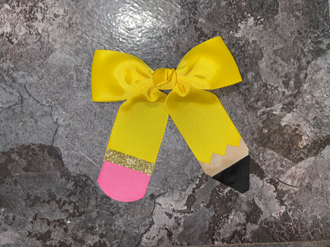 Pencil ribbon bow 5”