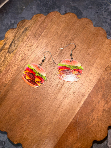 Burger earrings