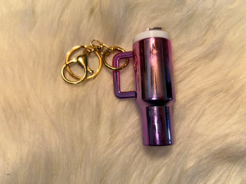 Purple and Pink cup keychain