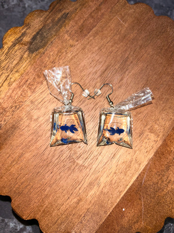 Blue fish earrings