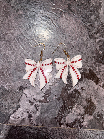 Baseball bow earrings