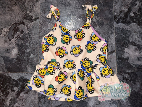 Smiley tie strap peplum 4T