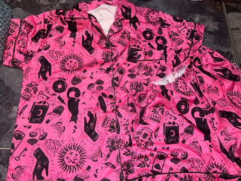 Pink and black womans pjs 2XL