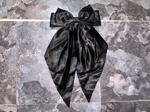 Black satin bow