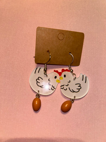 Chicken and egg earrings