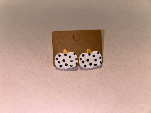 Polka dot pumpkin earrings