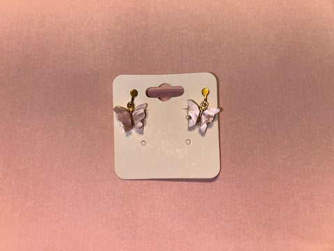 Light Pink butterfly clip on earrings