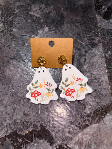 Mushroom ghost earrings