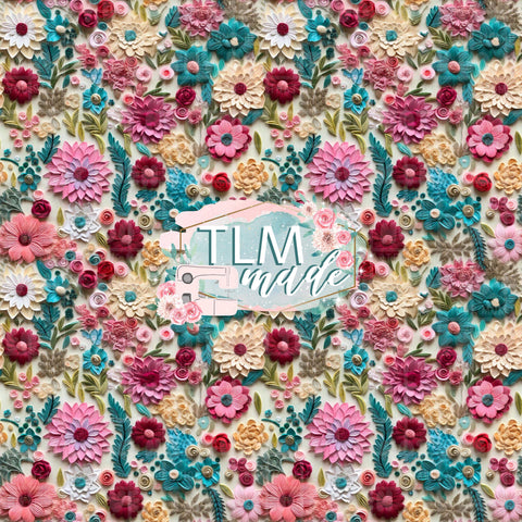 Teal and maroon floral