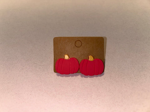 Dark orange pumpkin earrings
