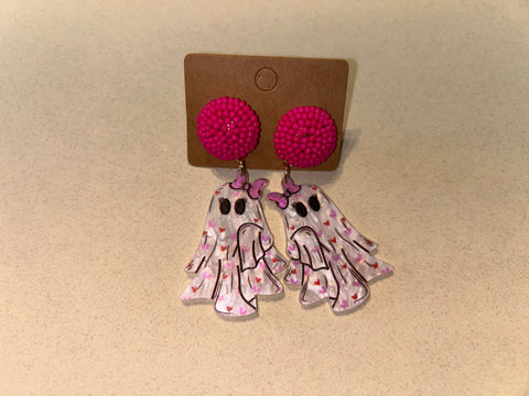 Pink ghost earrings
