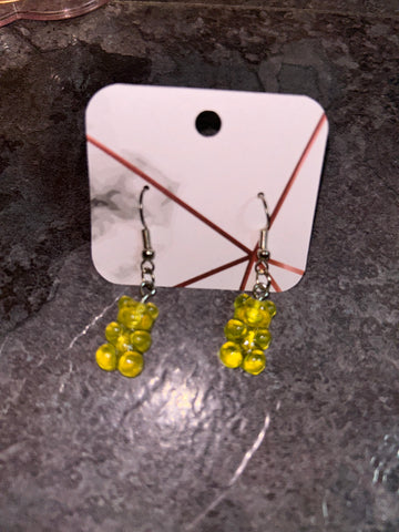 Yellow dangle gummy bear earrings