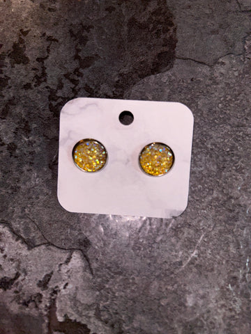 Yellow druzy earrings