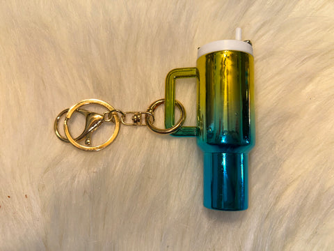 Yellow and blue cup keychain