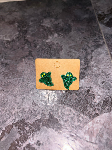 Green ghost earrings