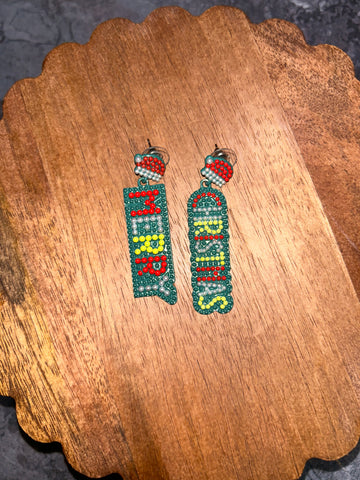 Merry christmas earrings