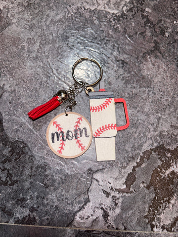 Baseball mom keychain