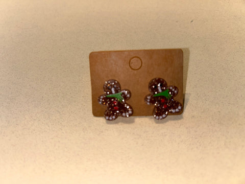 Sparkly gingerbread man earrings