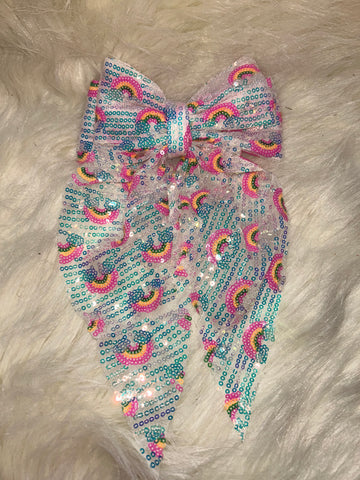 Rainbow sequins bow