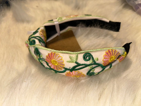 Floral embroidered headband