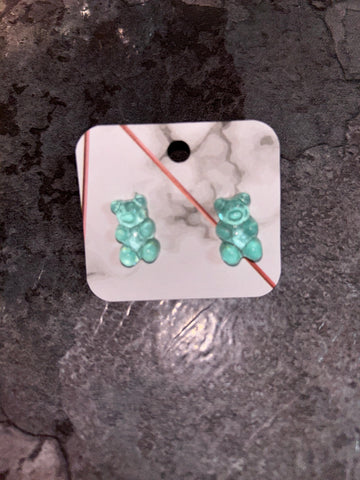 Blue gummy bear earrings