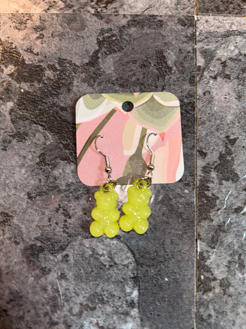 Yellow dangle gummy bear earrings