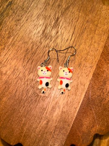 Calico cat earrings