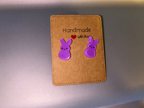 Purple bunny earrings