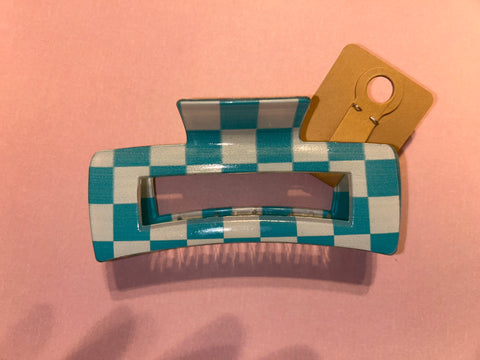 Blue&W checkered claw clip
