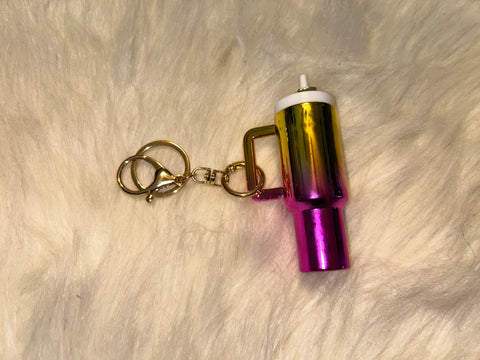 Pink and yellow cup keychain