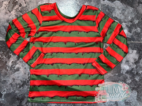 Green and red stripes long sleeve (3T, 4T, & 5T)