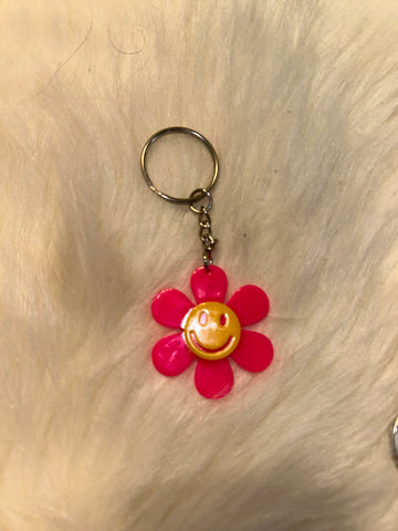 Solid Pink flower keychain