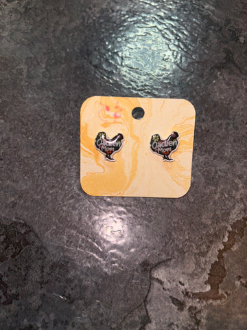 Chicken mom earrings