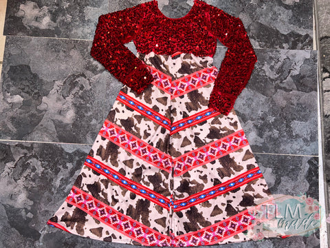 Cow hide sequins petal romper 2T