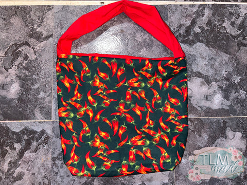 Chili peppers small reusable tote