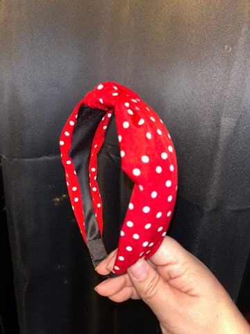 Red polka dot headband