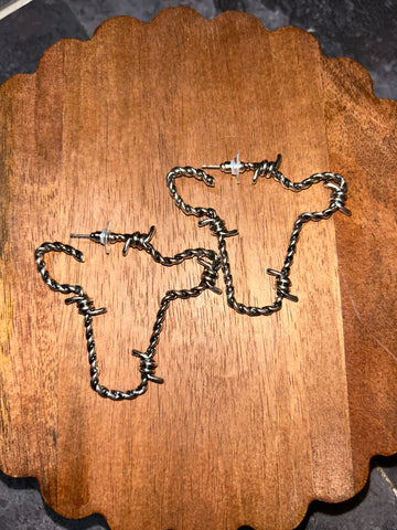 Cow barbwire earrings