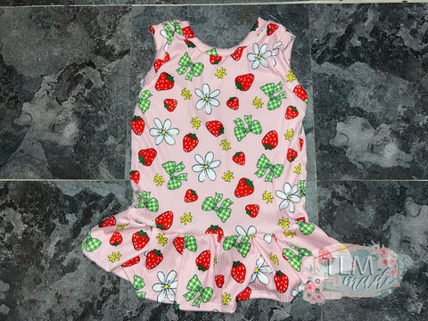 Strawberry bow tank peplum (3T & 5T)