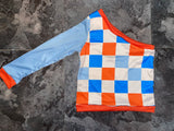 Blue and orange checkered